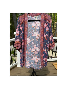 Matilda Jane Tunic Blue Pink Floral Kimono Size XS (EUC)